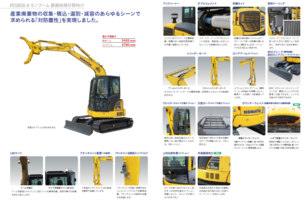 PC58UU-6 モノブーム仕様｜商品情報｜コマツカスタマーサポート株式会社